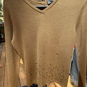 Emanuel Ungaro thin sweater with beading at midriff.  Petite large.